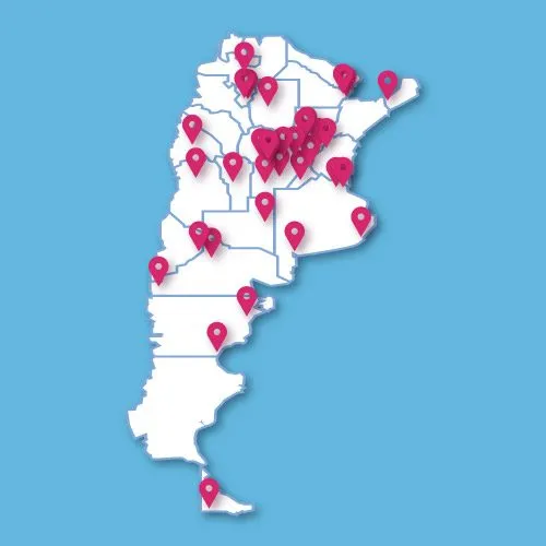 Mapa de sucursales de Prevención en toda la Argentina